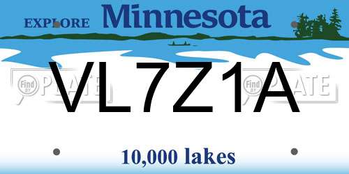 VL7Z1A Minnesota License Plate