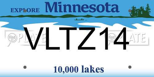 VLTZ14 Minnesota License Plate