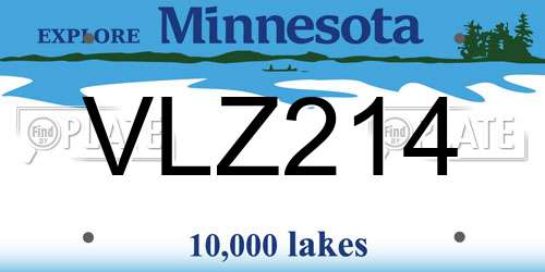 VLZ214 Minnesota License Plate