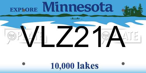 VLZ21A Minnesota License Plate