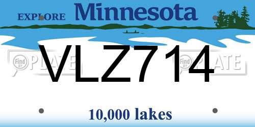 VLZ714 Minnesota License Plate