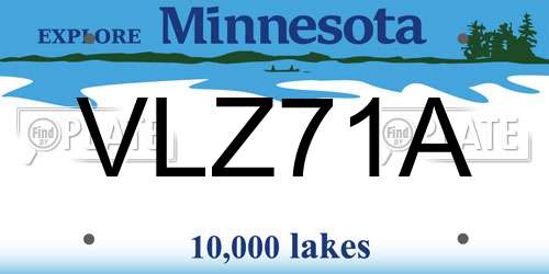 VLZ71A Minnesota License Plate
