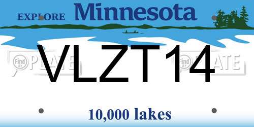 VLZT14 Minnesota License Plate