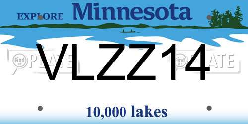 VLZZ14 Minnesota License Plate