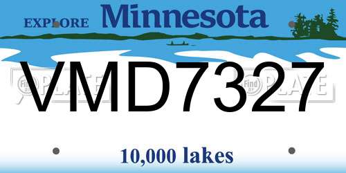 VMD7327 Minnesota License Plate