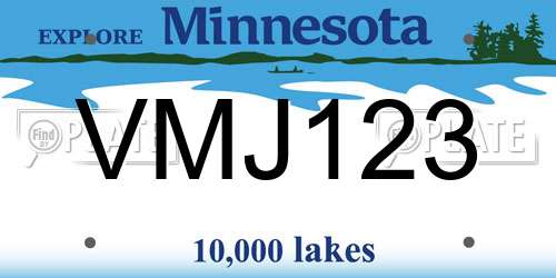 VMJ123 Minnesota License Plate