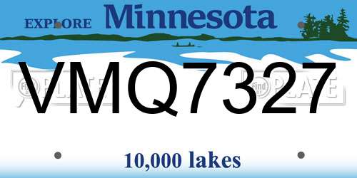 VMQ7327 Minnesota License Plate
