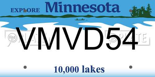 VMVD54 Minnesota License Plate