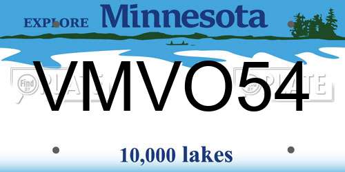 VMVO54 Minnesota License Plate