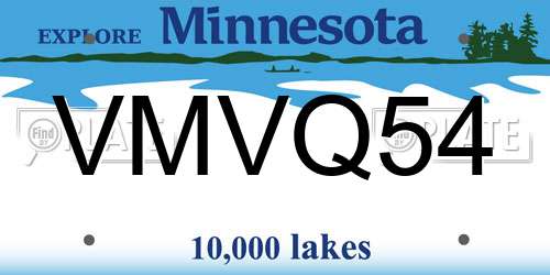 VMVQ54 Minnesota License Plate
