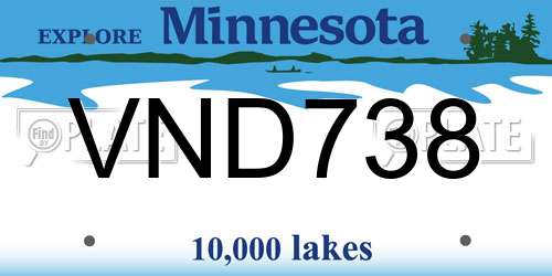 VND738 Minnesota License Plate