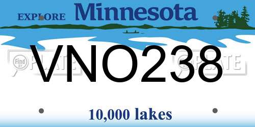 VNO238 Minnesota License Plate