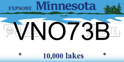 VNO73B Minnesota License Plate