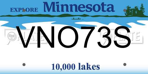 VNO73S Minnesota License Plate
