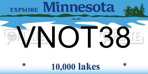 VNOT38 Minnesota License Plate