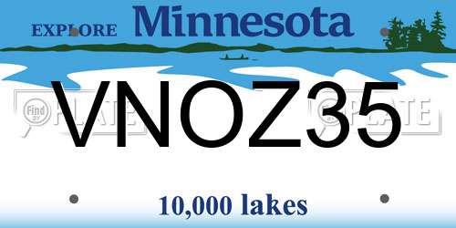 VNOZ35 Minnesota License Plate