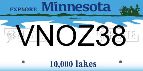 VNOZ38 Minnesota License Plate