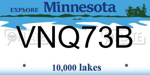 VNQ73B Minnesota License Plate