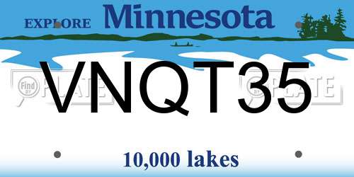 VNQT35 Minnesota License Plate