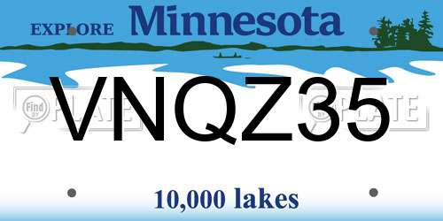VNQZ35 Minnesota License Plate