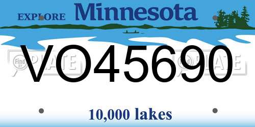 VO45690 Minnesota License Plate