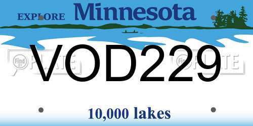 VOD229 Minnesota License Plate