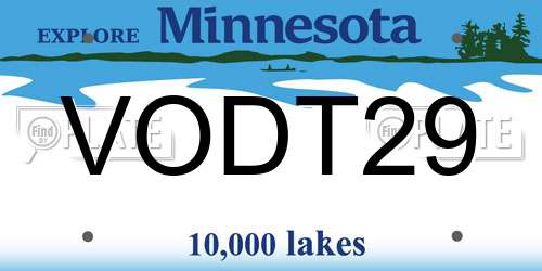 VODT29 Minnesota License Plate