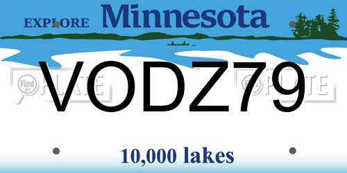 VODZ79 Minnesota License Plate