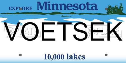 VOETSEK Minnesota License Plate