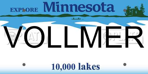 VOLLMER Minnesota License Plate