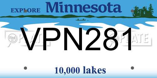 VPN281 Minnesota License Plate