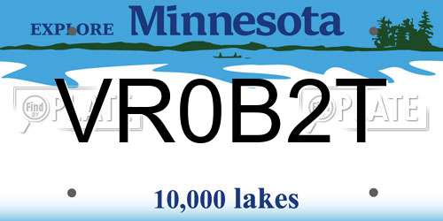 VR0B2T Minnesota License Plate