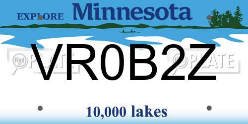 VR0B2Z Minnesota License Plate