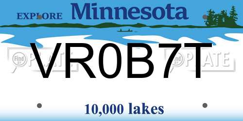VR0B7T Minnesota License Plate