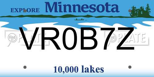 VR0B7Z Minnesota License Plate