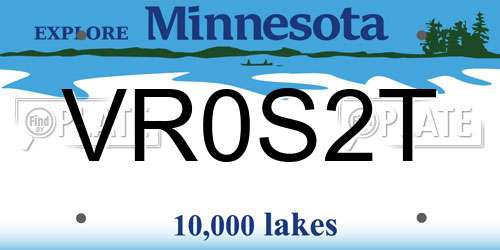 VR0S2T Minnesota License Plate