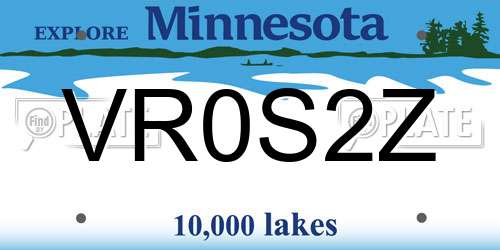 VR0S2Z Minnesota License Plate