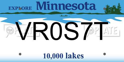 VR0S7T Minnesota License Plate