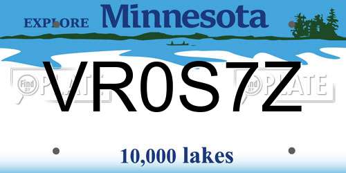 VR0S7Z Minnesota License Plate