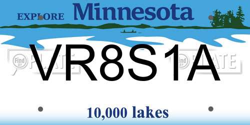 VR8S1A Minnesota License Plate