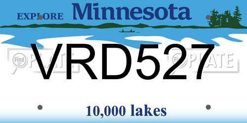 VRD527 Minnesota License Plate