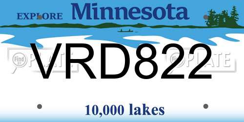 VRD822 Minnesota License Plate