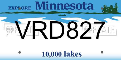 VRD827 Minnesota License Plate
