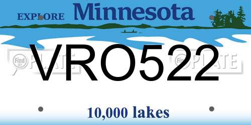 VRO522 Minnesota License Plate