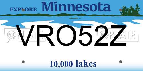 VRO52Z Minnesota License Plate