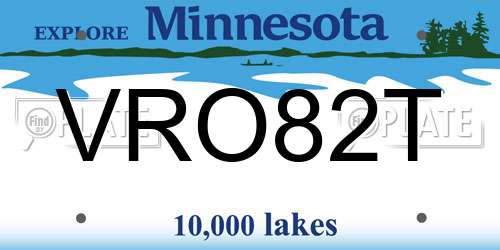 VRO82T Minnesota License Plate