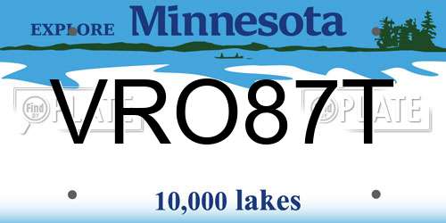 VRO87T Minnesota License Plate
