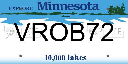 VROB72 Minnesota License Plate