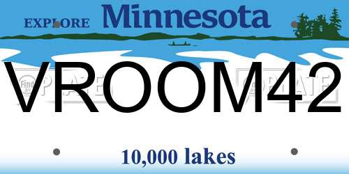 VROOM42 Minnesota License Plate