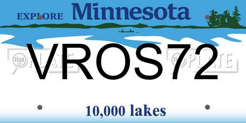 VROS72 Minnesota License Plate